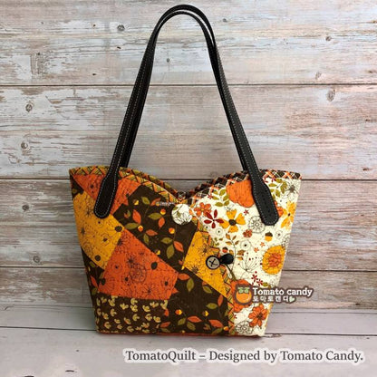 No.101 Patchwork shopper bag, Hand Sewing Pattern Only, YouTube Tutorial, No Written Instructions, Instant Download PDF.