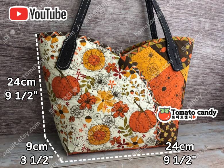 No.101 Patchwork shopper bag, Hand Sewing Pattern Only, YouTube Tutorial, No Written Instructions, Instant Download PDF.