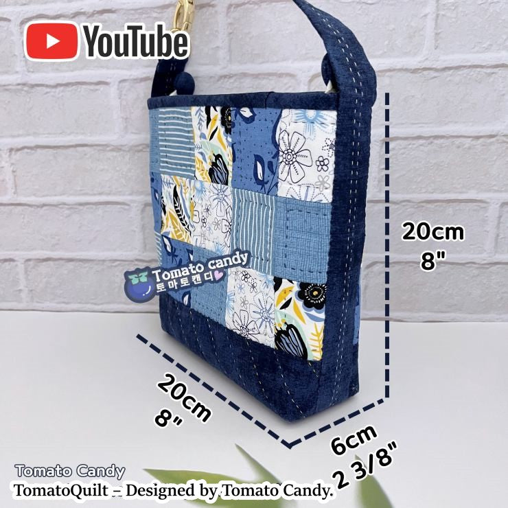 No.120 Small patchwork hand bag, Hand Sewing Pattern Only, YouTube Tutorial, No Written Instructions, Instant Download PDF.