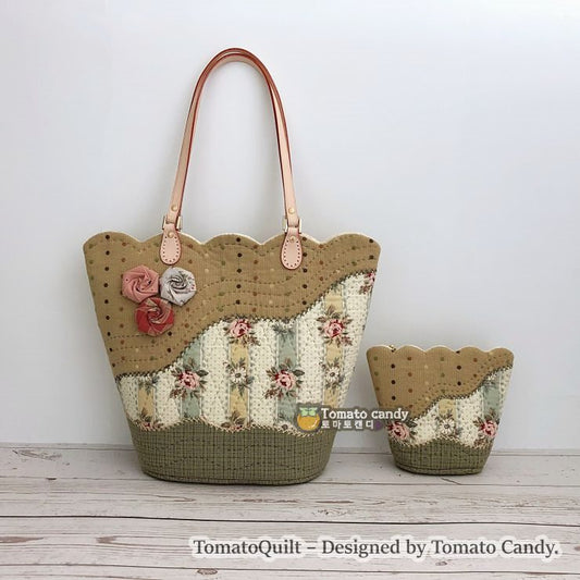 No.122 Wave tote bag & pouch. Hand Sewing Pattern Only, YouTube Tutorial, No Written Instructions, Instant Download PDF.