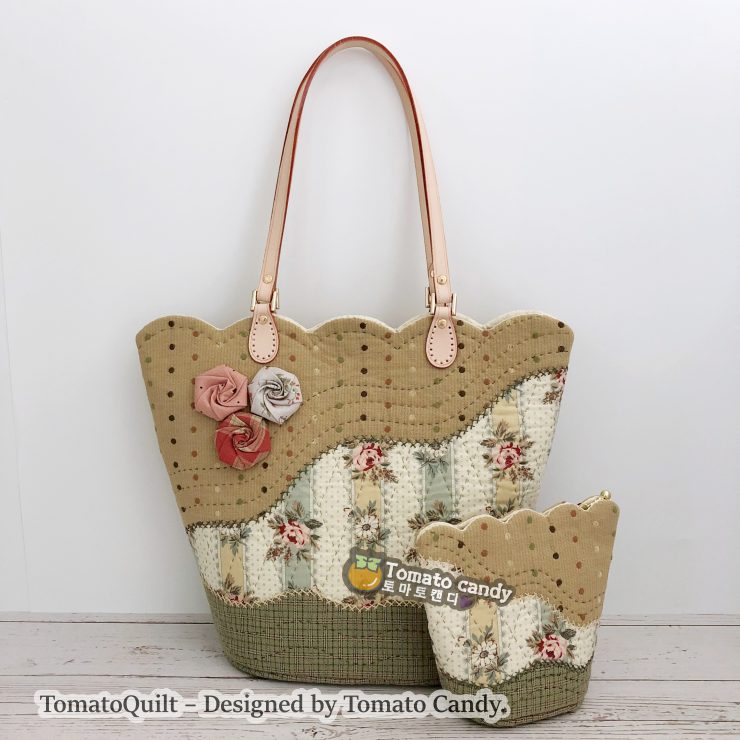 No.122 Wave tote bag & pouch. Hand Sewing Pattern Only, YouTube Tutorial, No Written Instructions, Instant Download PDF.