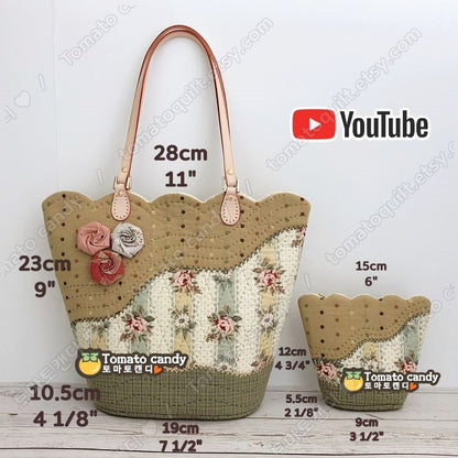 No.122 Wave tote bag & pouch. Hand Sewing Pattern Only, YouTube Tutorial, No Written Instructions, Instant Download PDF.