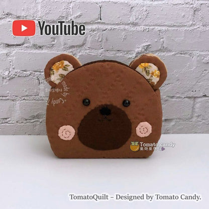 No.131 Cute bear shape Coaster & Holder, Hand Sewing Pattern Only, YouTube Tutorial, No Written Instructions, Instant Download PDF.