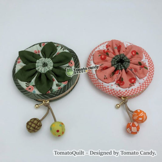 No.138 Round flower coin purse, Hand Sewing Pattern Only, YouTube Tutorial, No Written Instructions, Instant Download PDF.