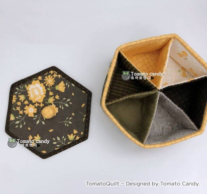 No.139 Hexagonal compartment box, Hand Sewing Pattern Only, YouTube Tutorial, No Written Instructions, Instant Download PDF.