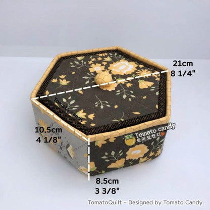 No.139 Hexagonal compartment box, Hand Sewing Pattern Only, YouTube Tutorial, No Written Instructions, Instant Download PDF.