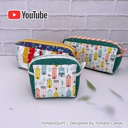 No.157 Mini pouch & pencil case, No written instructions, Only PDF hand-sewing pattern, YouTube tutorial.