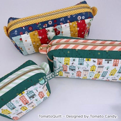 No.157 Mini pouch & pencil case, No written instructions, Only PDF hand-sewing pattern, YouTube tutorial.