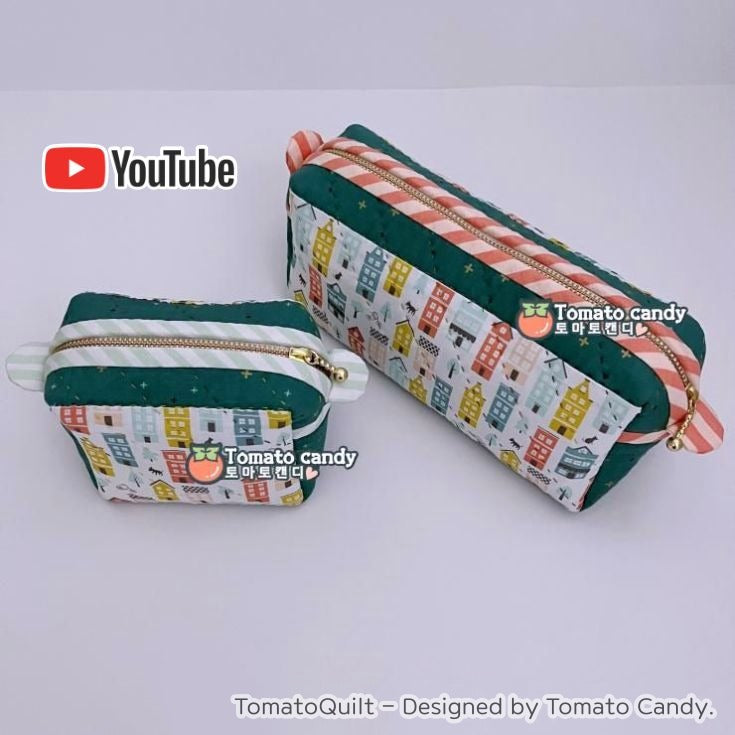 No.157 Mini pouch & pencil case, No written instructions, Only PDF hand-sewing pattern, YouTube tutorial.