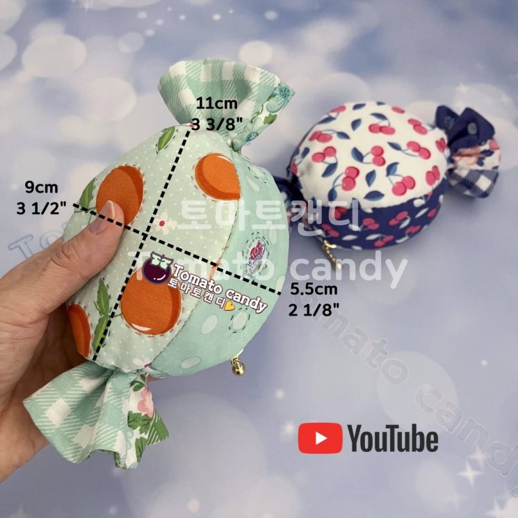 No.159 Cute Candy Shaped Pouch pattern. Hand Sewing Pattern Only, YouTube Tutorial, No Written Instructions, Instant Download PDF.