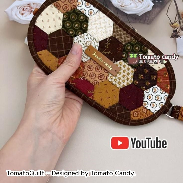 No.162 Hexagon Phone Bag Sewing Pattern, Instant Download with Video Tutorial. Hand Sewing Pattern Only, No Written Instructions.