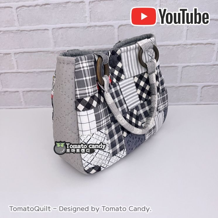 No.167  Patchwork small hand bag, Hand Sewing Pattern Only, YouTube Tutorial, No Written Instructions, Instant Download PDF.