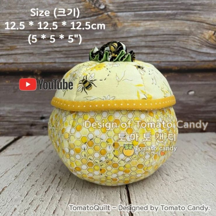 No.171 Candy bowl, Honey Pot, Hand Sewing Pattern Only, YouTube Tutorial, No Written Instructions, Instant Download PDF.