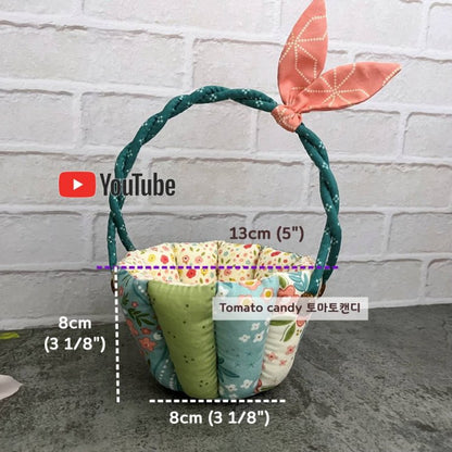 No.172 Puff easter basket, Hand Sewing Pattern Only, YouTube Tutorial, No Written Instructions, Instant Download PDF.