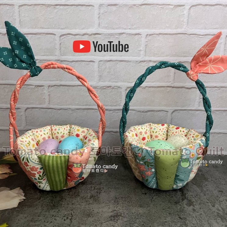 No.172 Puff easter basket, Hand Sewing Pattern Only, YouTube Tutorial, No Written Instructions, Instant Download PDF.