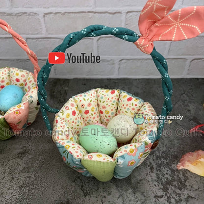 No.172 Puff easter basket, Hand Sewing Pattern Only, YouTube Tutorial, No Written Instructions, Instant Download PDF.