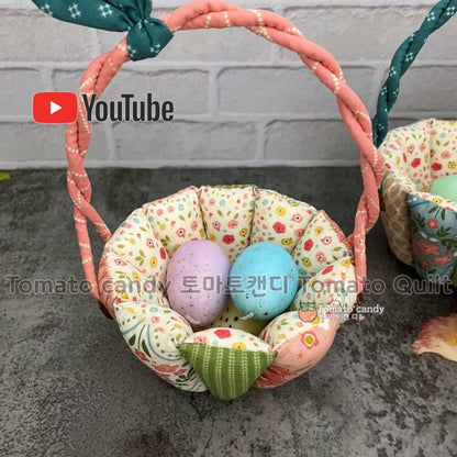 No.172 Puff easter basket, Hand Sewing Pattern Only, YouTube Tutorial, No Written Instructions, Instant Download PDF.