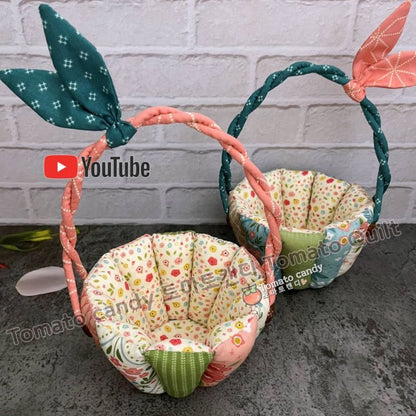 No.172 Puff easter basket, Hand Sewing Pattern Only, YouTube Tutorial, No Written Instructions, Instant Download PDF.