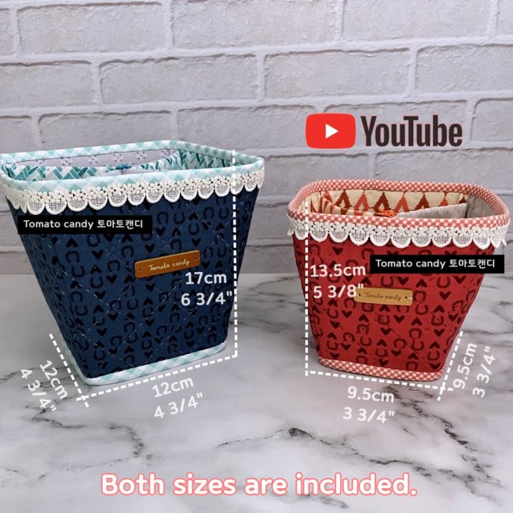 No.175 Square compartment basket, two size,  Hand Sewing Pattern Only, YouTube Tutorial, No Written Instructions, Instant Download PDF.