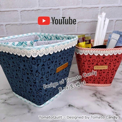 No.175 Square compartment basket, two size,  Hand Sewing Pattern Only, YouTube Tutorial, No Written Instructions, Instant Download PDF.