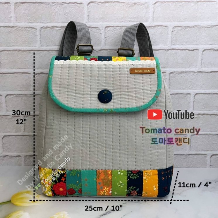 No.176 Simple backpack. Hand Sewing Pattern Only, YouTube Tutorial, No Written Instructions, Instant Download PDF.