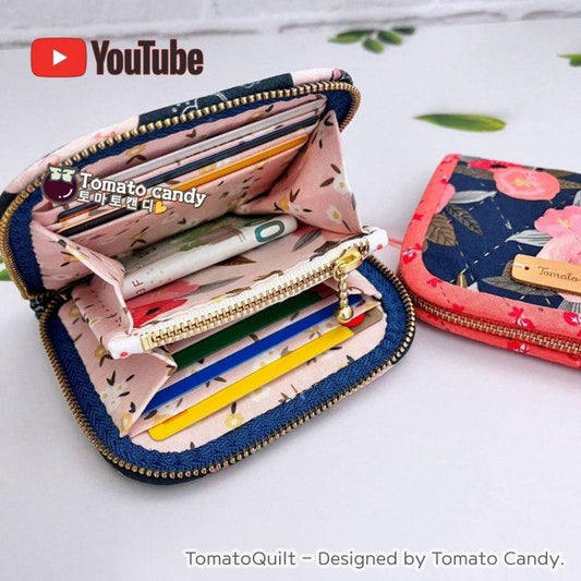 No.179 Fabric card zipper wallet. Hand Sewing Pattern Only, YouTube Tutorial, No Written Instructions, Instant Download PDF.