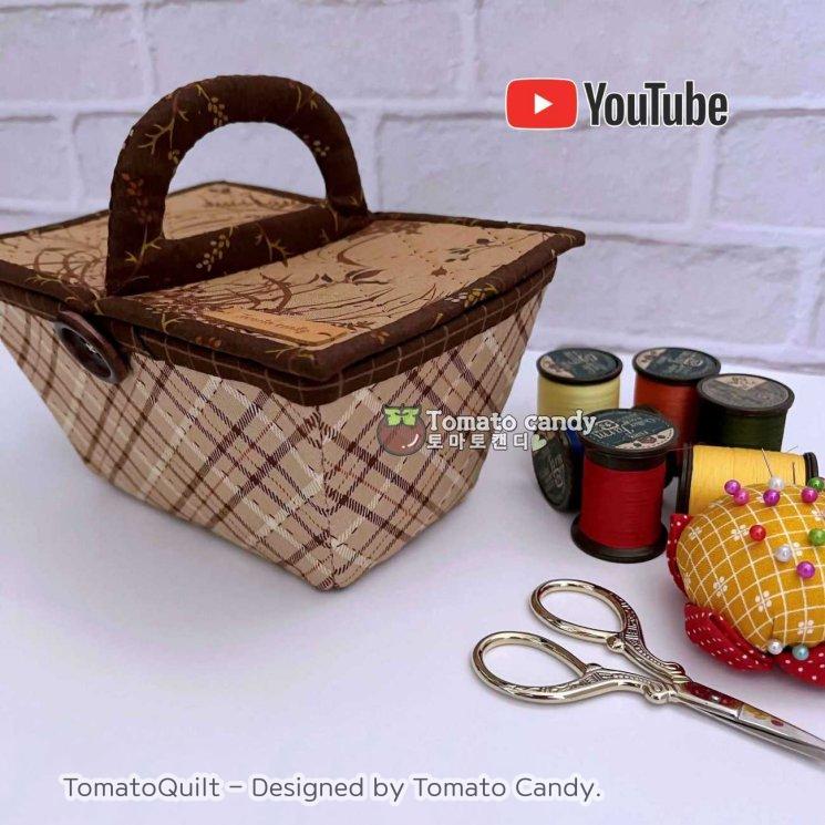 No.183 Mini sewing basket, Hand Sewing Pattern Only, YouTube Tutorial, No Written Instructions, Instant Download PDF.