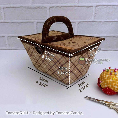 No.183 Mini sewing basket, Hand Sewing Pattern Only, YouTube Tutorial, No Written Instructions, Instant Download PDF.