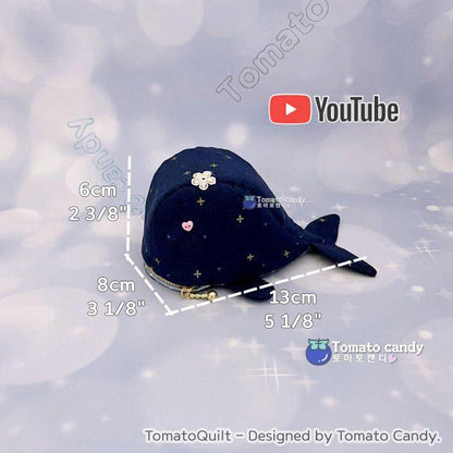 No.190 Whale coin purse. Hand Sewing Pattern Only, YouTube Tutorial, No Written Instructions, Instant Download PDF.