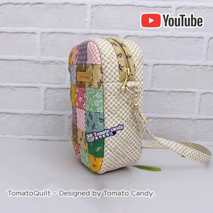 No.191 Patchwork mini bag. Hand Sewing Pattern Only, YouTube Tutorial, No Written Instructions, Instant Download PDF.