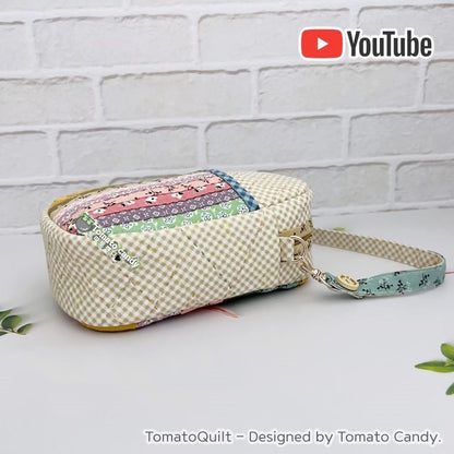 No.191 Patchwork mini bag. Hand Sewing Pattern Only, YouTube Tutorial, No Written Instructions, Instant Download PDF.