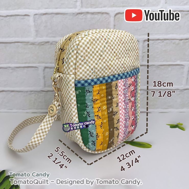 No.191 Patchwork mini bag. Hand Sewing Pattern Only, YouTube Tutorial, No Written Instructions, Instant Download PDF.