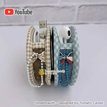 No.193 Earphone / Charging cable holder. Hand Sewing Pattern Only, YouTube Tutorial, No Written Instructions, Instant Download PDF.