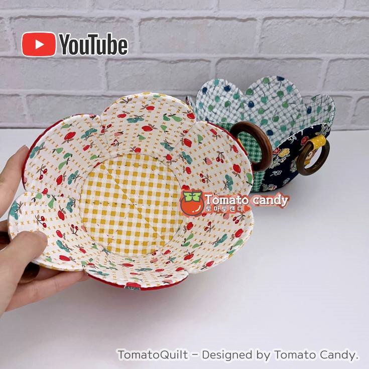 No.197 Petal basket 2type. Hand Sewing Pattern Only, YouTube Tutorial, No Written Instructions, Instant Download PDF.