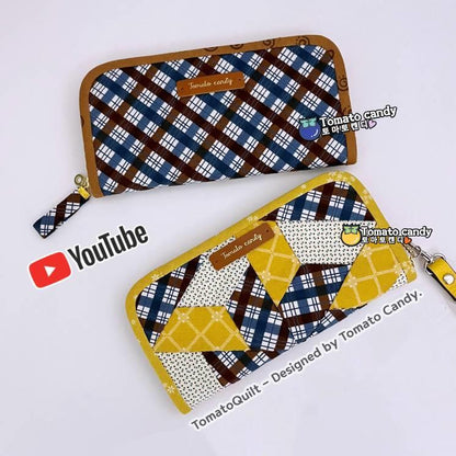 No.202 Patchwork long wallet. Hand Sewing Pattern Only, YouTube Tutorial, No Written Instructions, Instant Download PDF.