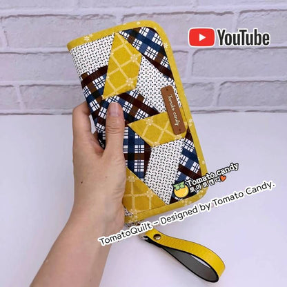 No.202 Patchwork long wallet. Hand Sewing Pattern Only, YouTube Tutorial, No Written Instructions, Instant Download PDF.