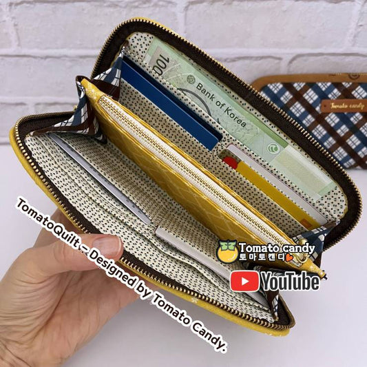 No.202 Patchwork long wallet. Hand Sewing Pattern Only, YouTube Tutorial, No Written Instructions, Instant Download PDF.