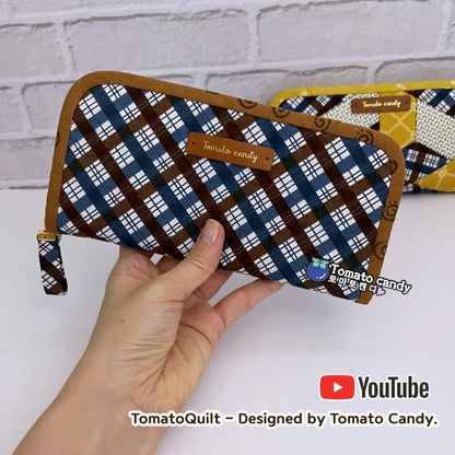 No.202 Patchwork long wallet. Hand Sewing Pattern Only, YouTube Tutorial, No Written Instructions, Instant Download PDF.