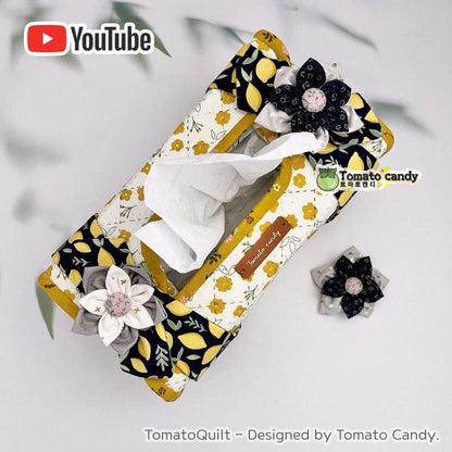 No.213 Flower tissue box cover, Hand Sewing Pattern Only, YouTube Tutorial, No Written Instructions, Instant Download PDF.