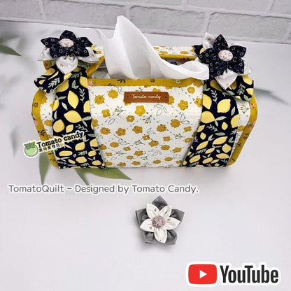 No.213 Flower tissue box cover, Hand Sewing Pattern Only, YouTube Tutorial, No Written Instructions, Instant Download PDF.