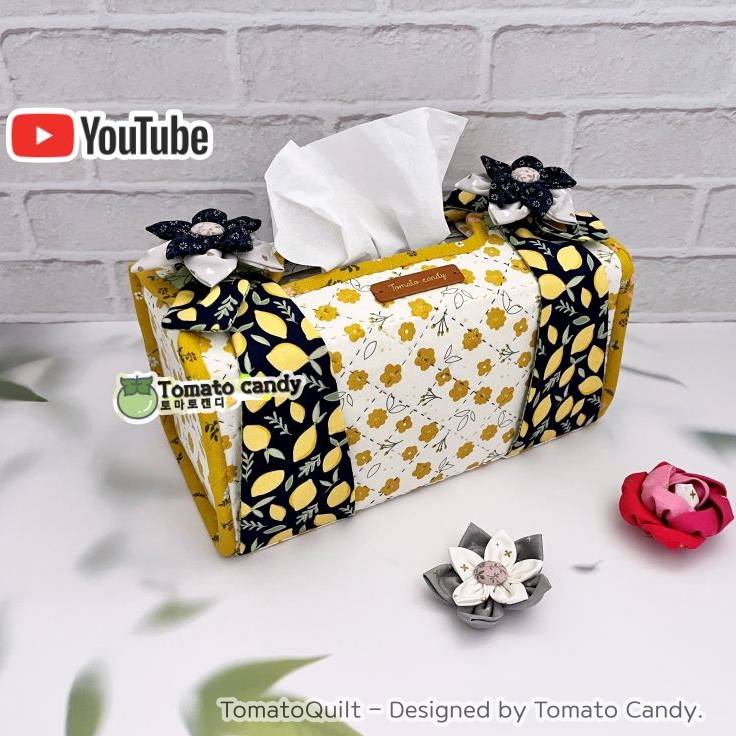 No.213 Flower tissue box cover, Hand Sewing Pattern Only, YouTube Tutorial, No Written Instructions, Instant Download PDF.