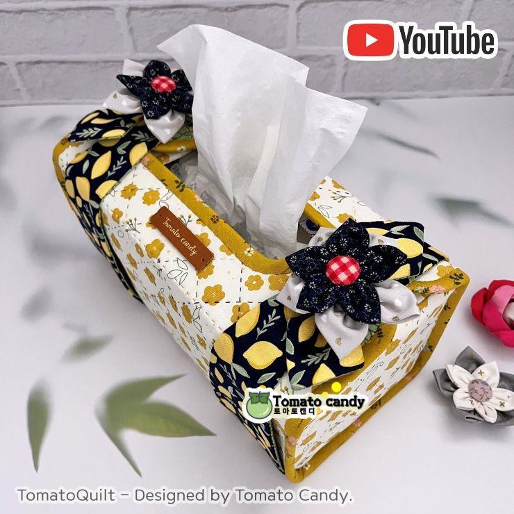 No.213 Flower tissue box cover, Hand Sewing Pattern Only, YouTube Tutorial, No Written Instructions, Instant Download PDF.