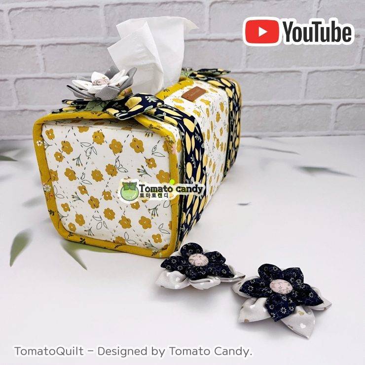 No.213 Flower tissue box cover, Hand Sewing Pattern Only, YouTube Tutorial, No Written Instructions, Instant Download PDF.