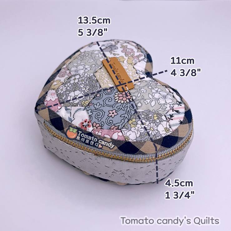 No.220 Hexagon Patchwork Heart Pouch, Hand Sewing Pattern Only, YouTube Tutorial, No Written Instructions, Instant Download PDF.