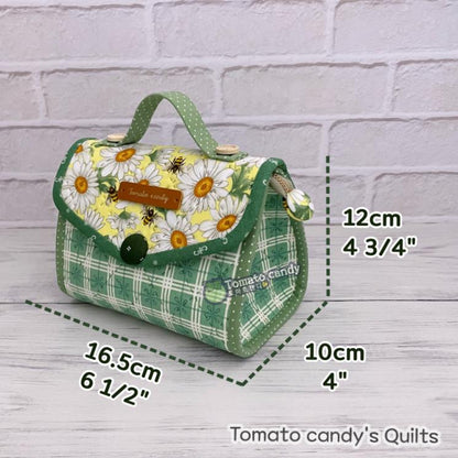 No.225 Cute handbag-shaped pouch. Hand Sewing Pattern Only, YouTube Tutorial, No Written Instructions, Instant Download PDF.