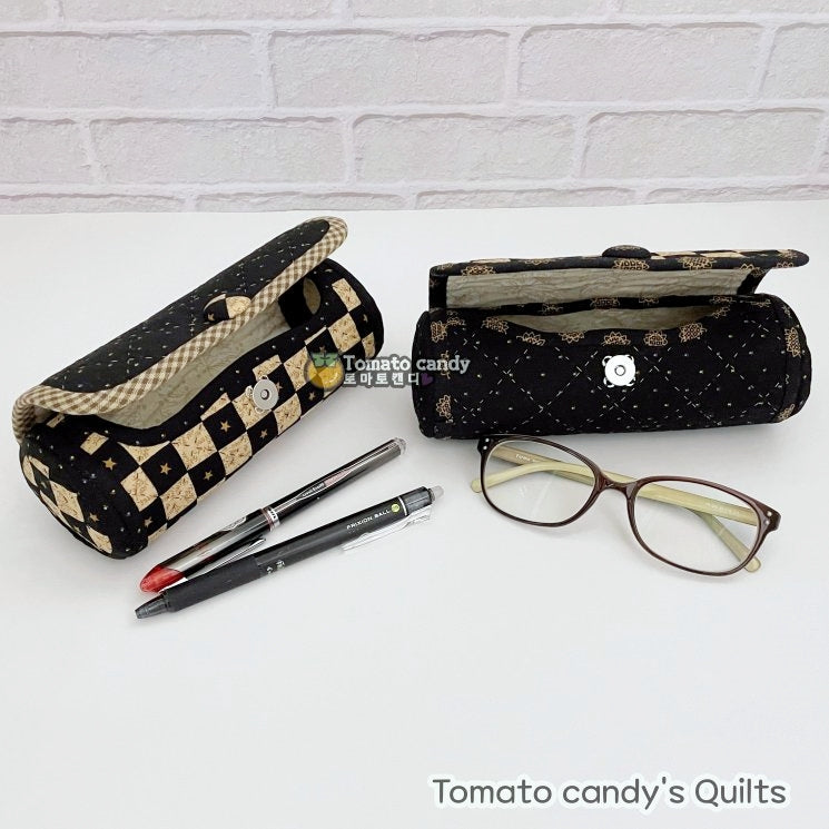 No.234 Cylindrical pouch with a cover. Hand Sewing Pattern Only, YouTube Tutorial, No Written Instructions, Instant Download PDF.