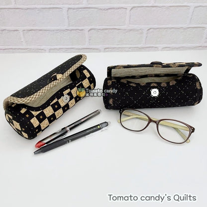 No.234 Cylindrical pouch with a cover. Hand Sewing Pattern Only, YouTube Tutorial, No Written Instructions, Instant Download PDF.