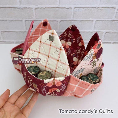 No.241 Ttulip pocket basket. Instant Download PDF pattern. Hand Sewing. Pattern Only, No Written Instructions, , YouTube Tutorial.