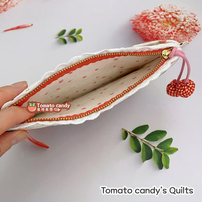 No.248 Love Letter Pouch. Cute pom-pom zipper pull. Hand Sewing Pattern Only, YouTube Tutorial, No Written Instructions, Instant Download.