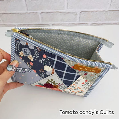 No.251 Crazy Patchwork Square Pouch, Hand Sewing Pattern Only, Video Tutorial, No Written Instructions, Instant Download.